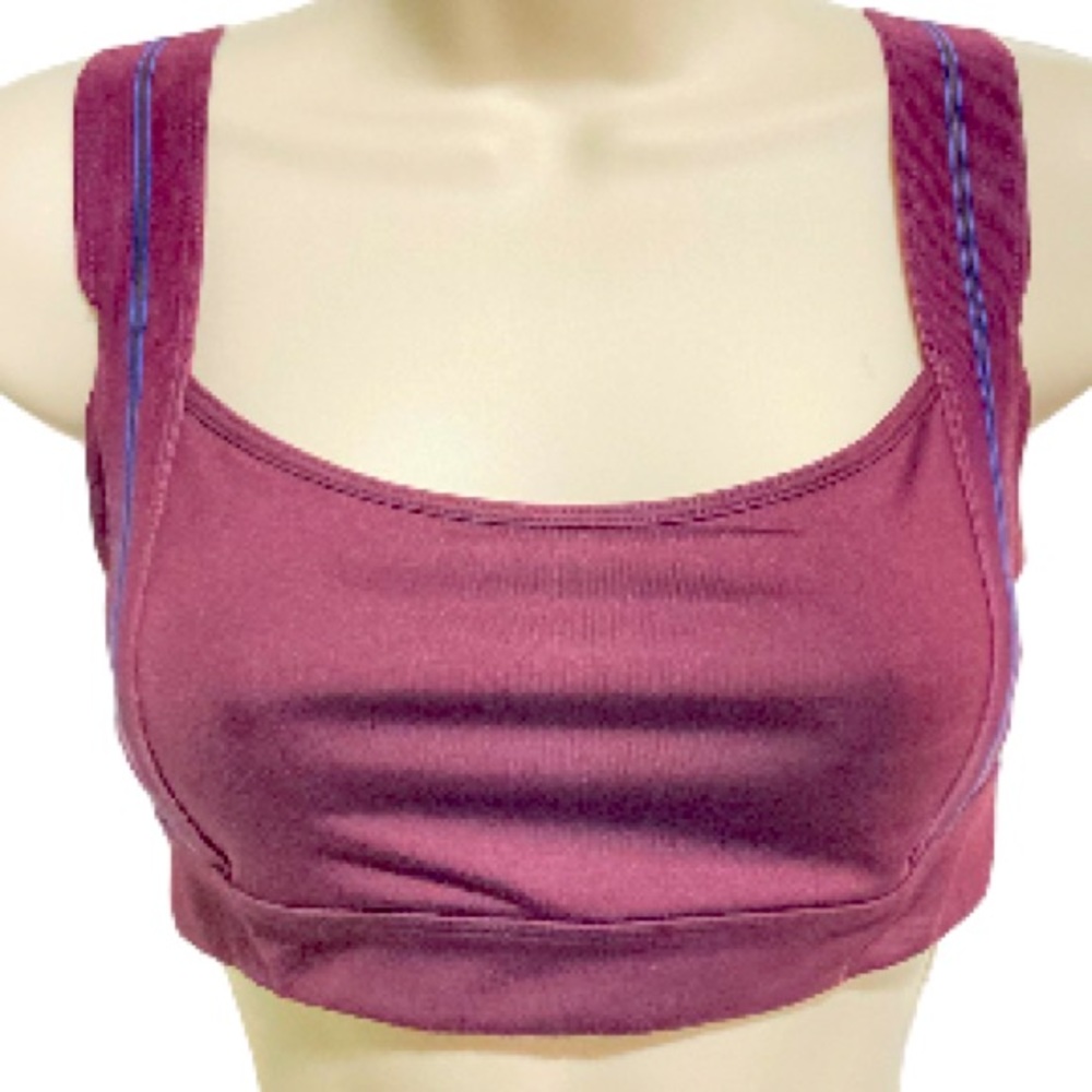 JOY LAB Sport Bra Purple Burgundy Blue Stripes Womens Medium